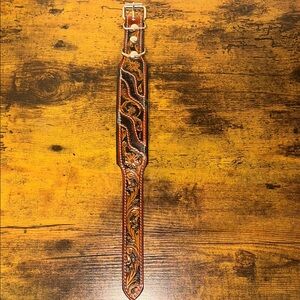 NEW Leather Tooled Western Dog Collar 16”